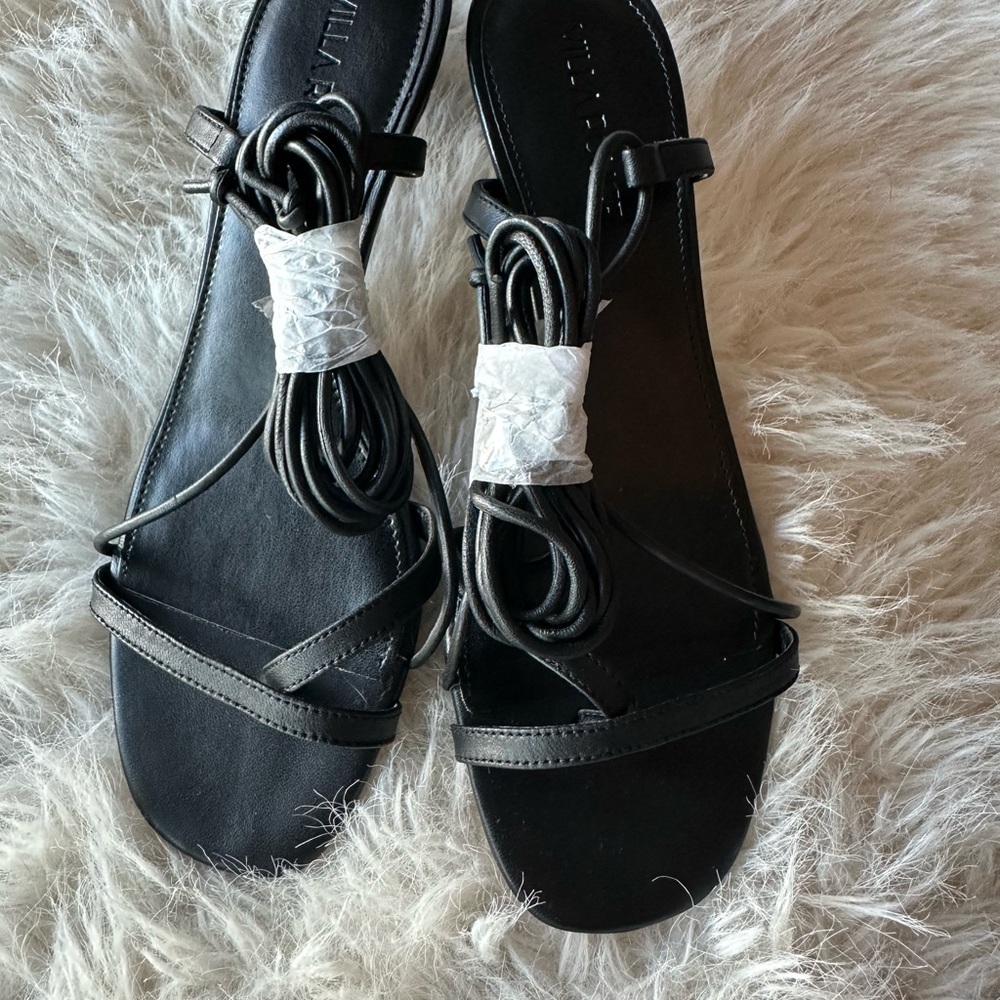 New Villa Rouge DAnnie Black leather Lace-Up Strappy Heeled Sandals low heel 7 - Picture 3 of 16